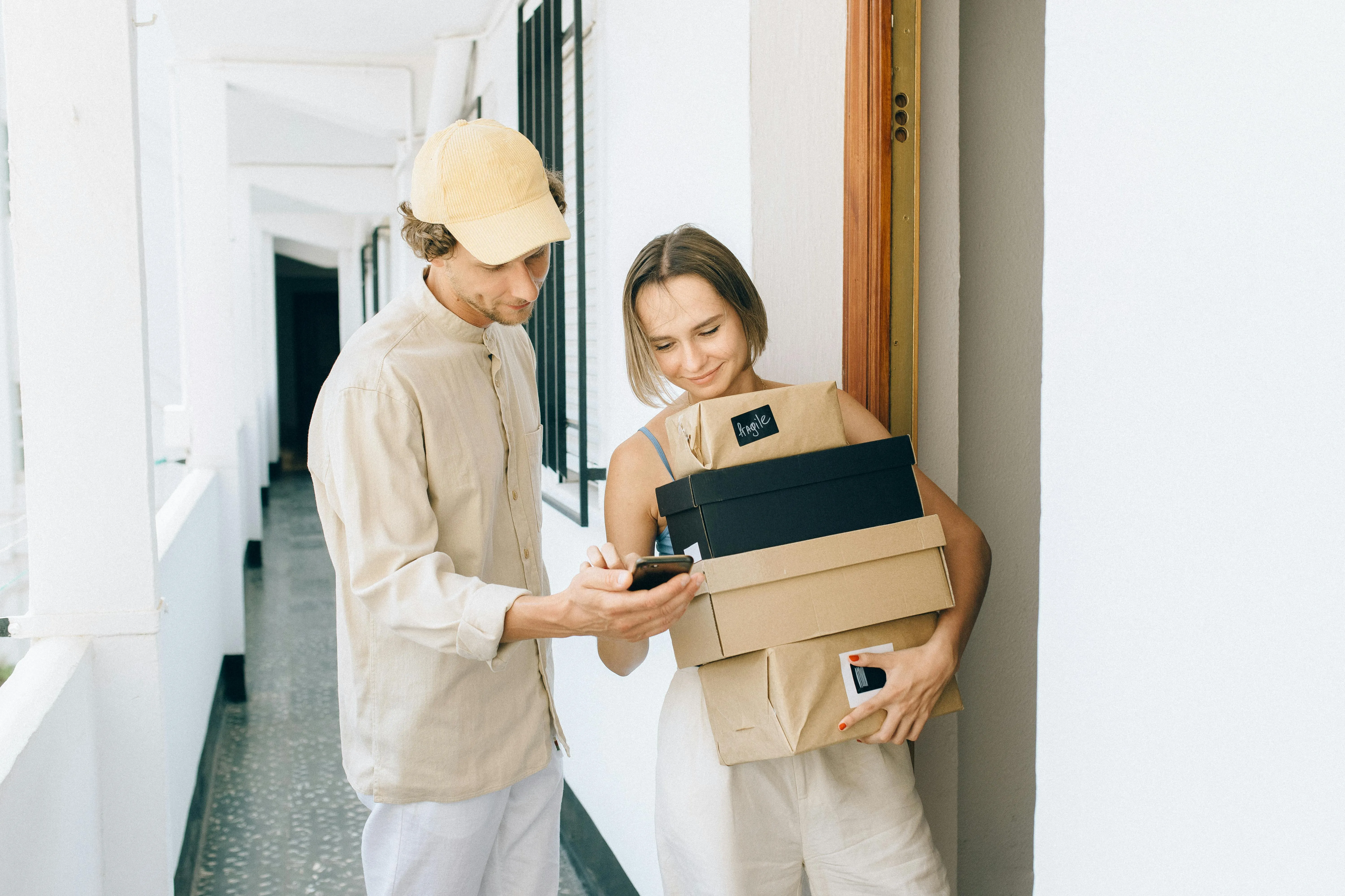 a woman receiving her package