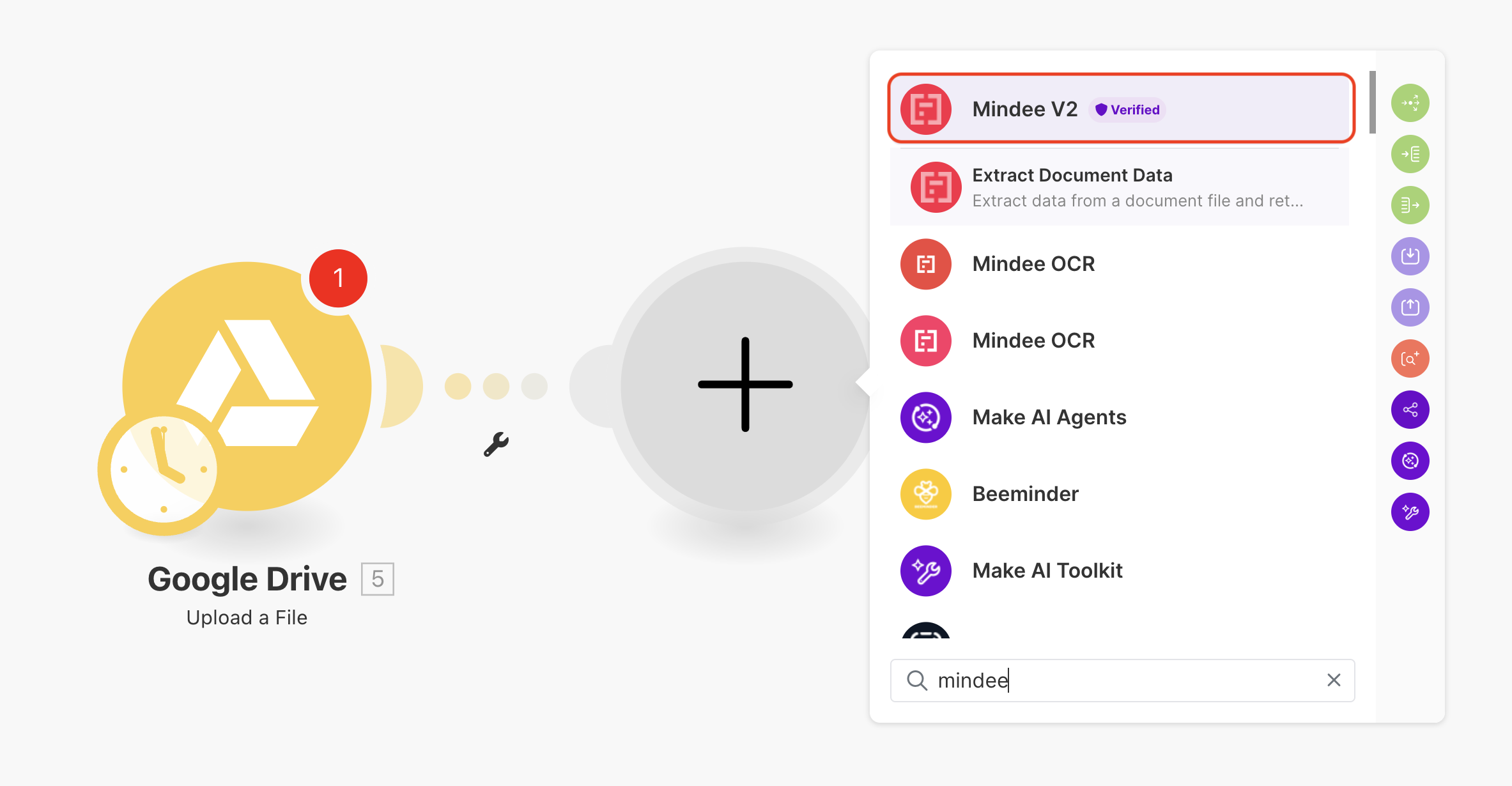 the verified Mindee module on Make