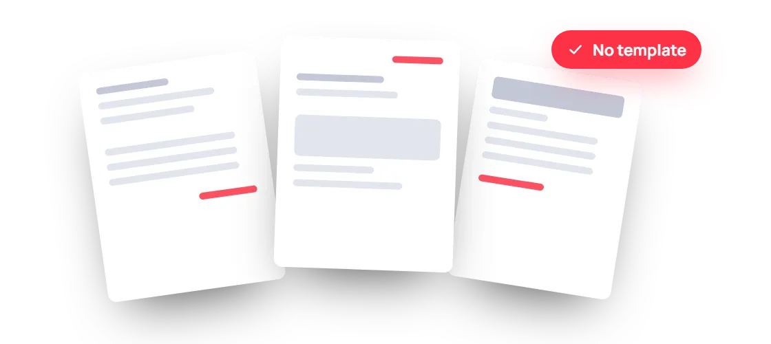 Three invoices with different layouts read without templates