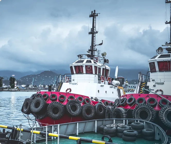 Two large vessels in the water