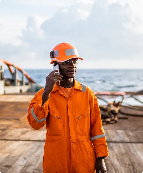 Person in orange safety gear