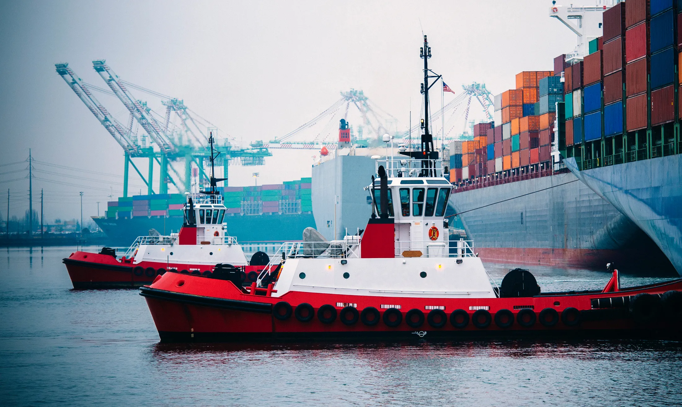 Large ships in the water