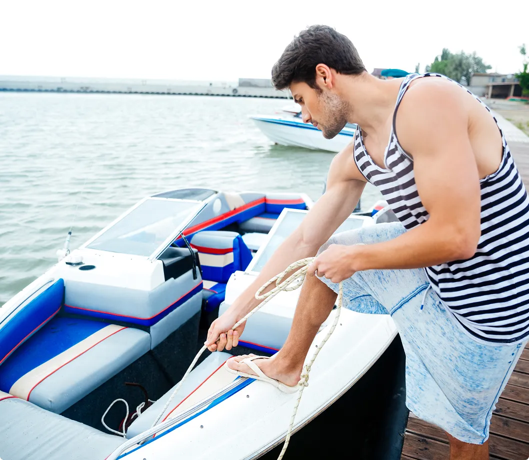 A male on a boat