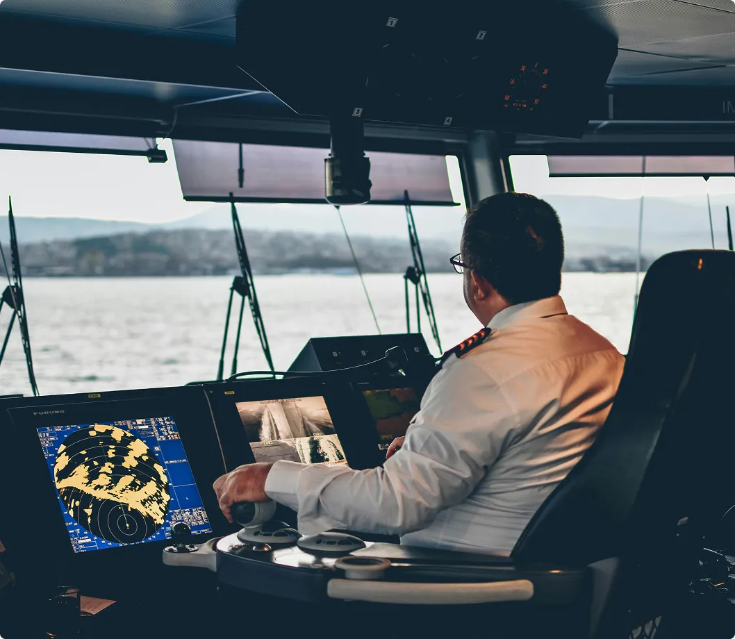 Person in the cabin controling the ship