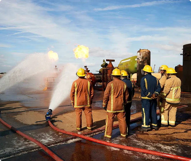 People in fire safety gear