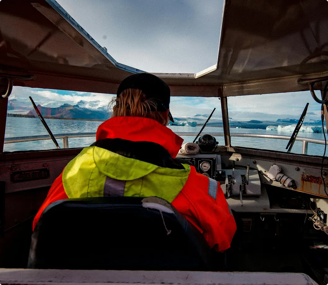 Person driving a boat