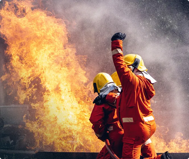 Firefighters and fire
