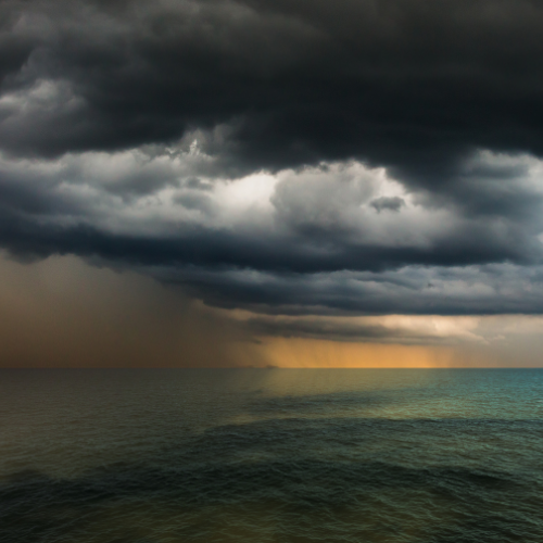 Rain storm over the ocean