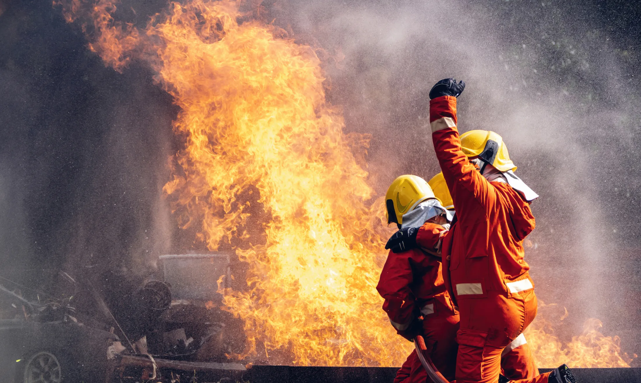 Firefighters and fire