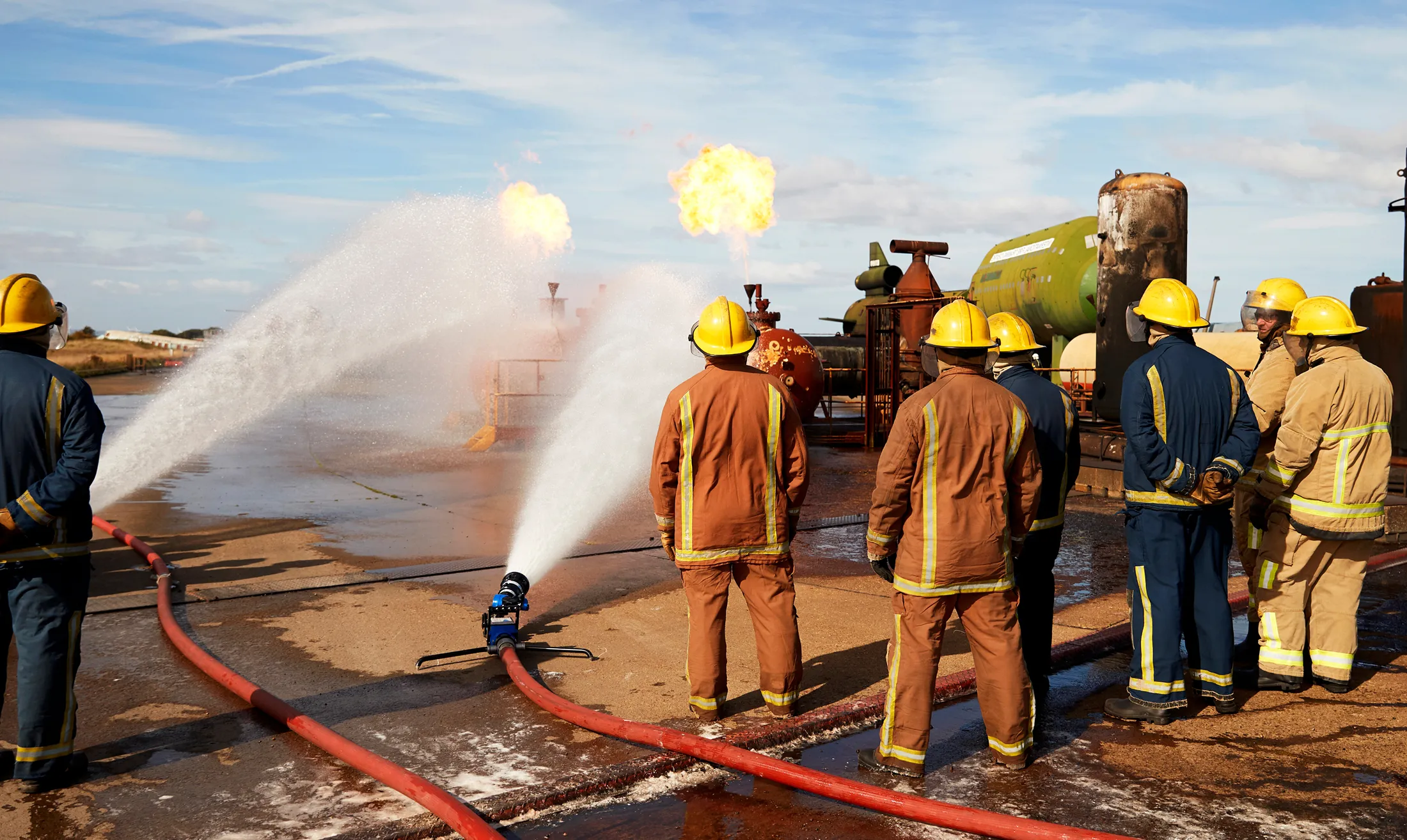 People in fire safety gear
