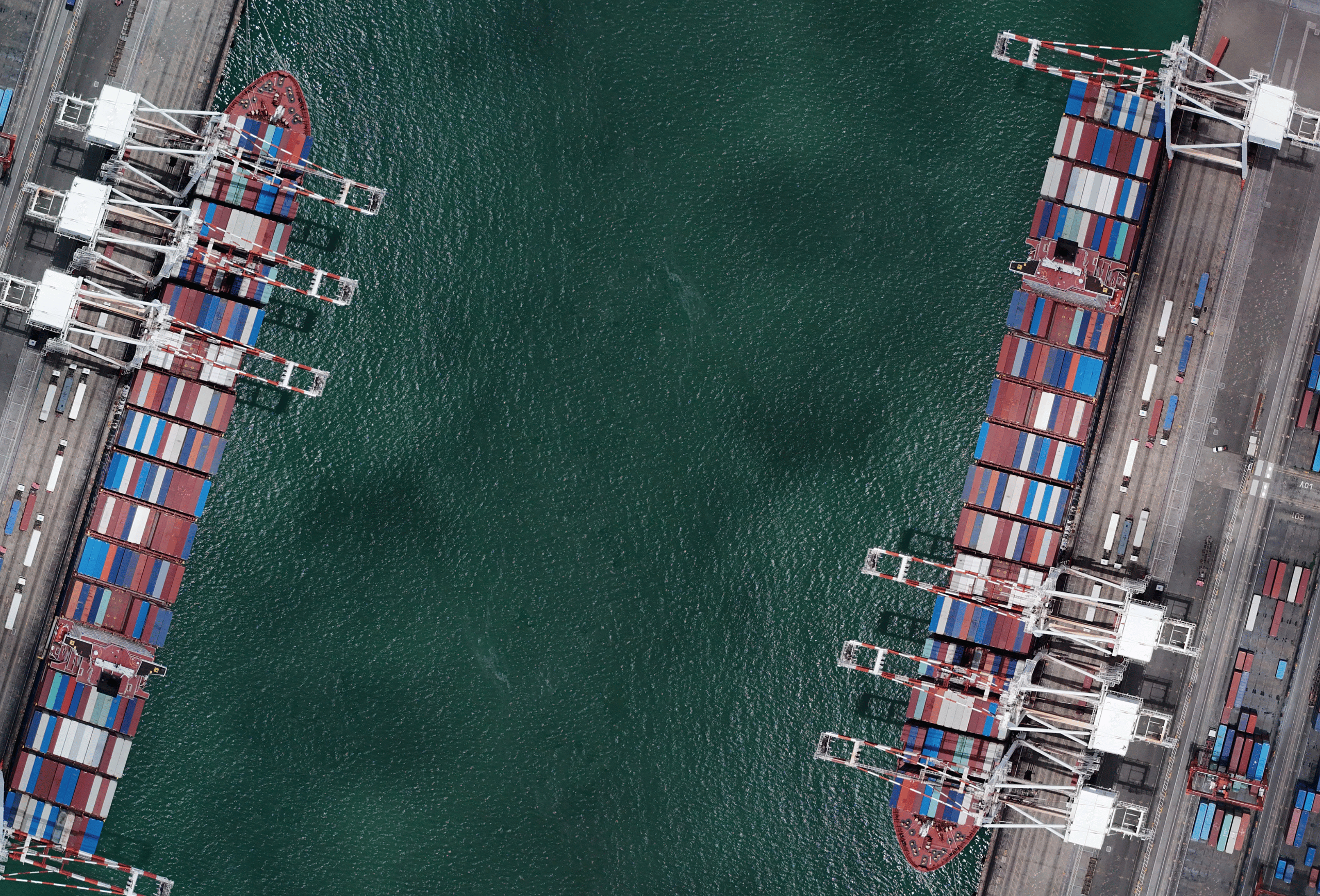 Two container ships in port