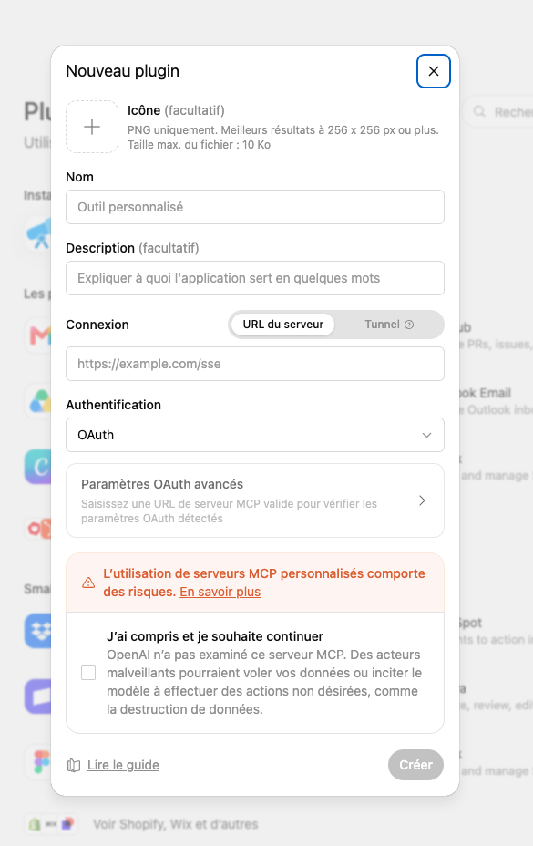 Créer un nouveau plugin personnalisé dans ChatGPT