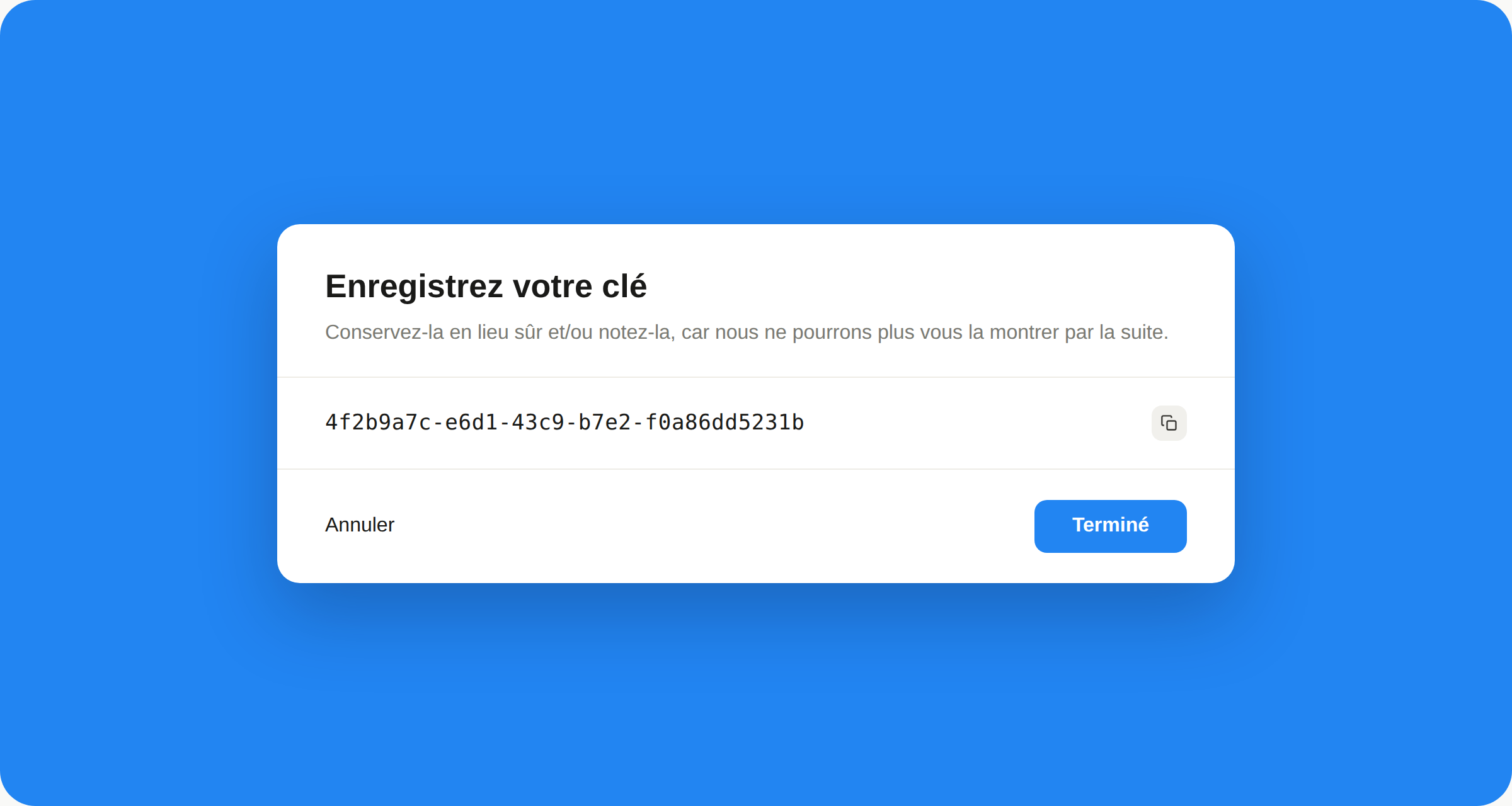 Fenêtre Claude affichant la clé API EdBuild AI à sauvegarder