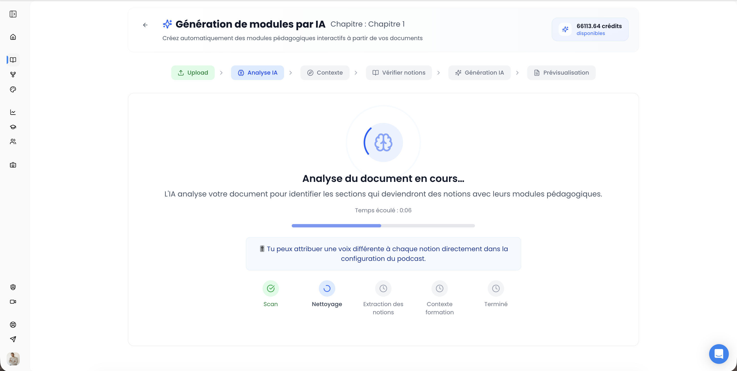 Téléversement des supports PDF et PowerPoint analysés par l'IA