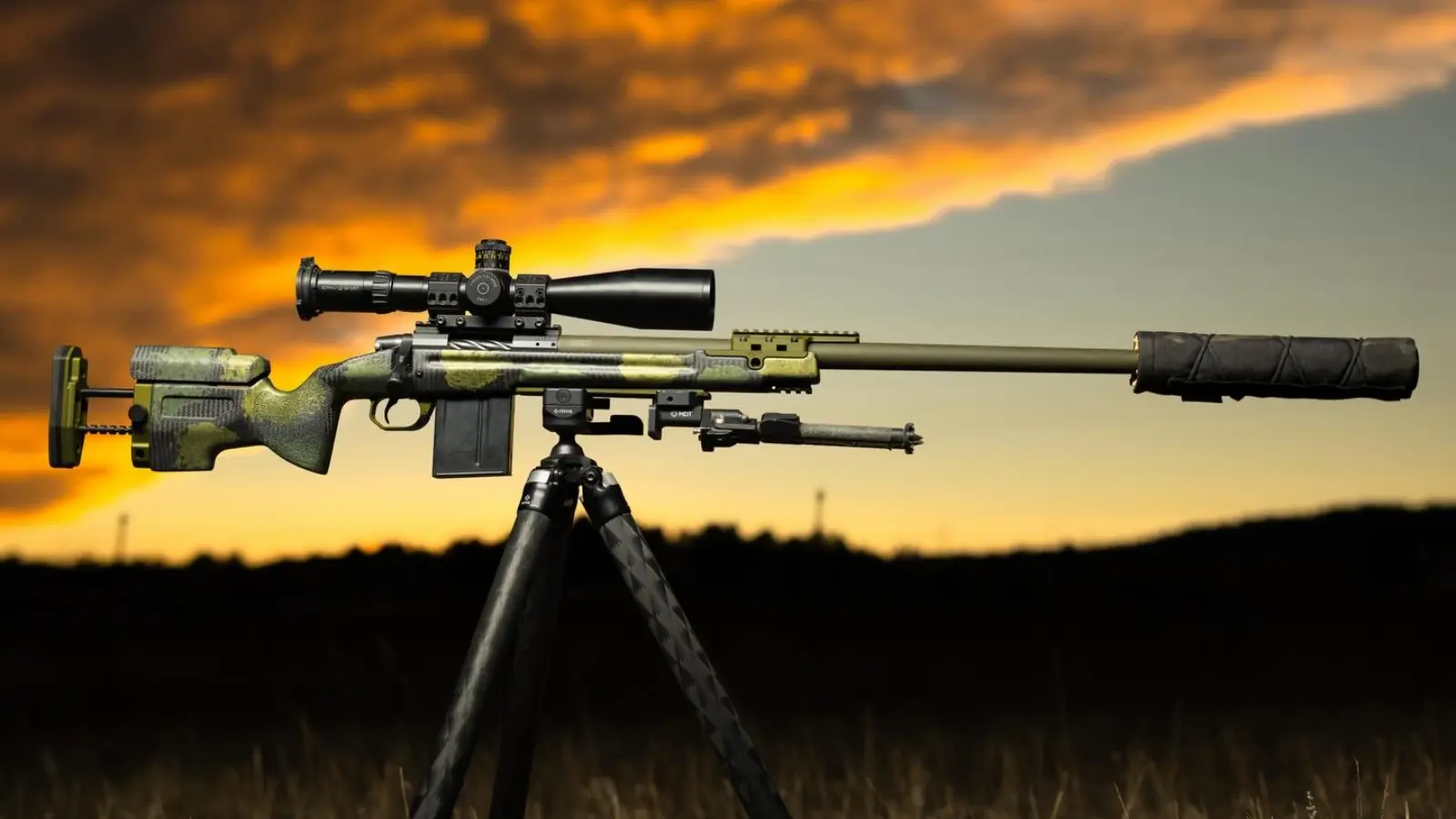 tactical bolt action rifle with carbon barrel