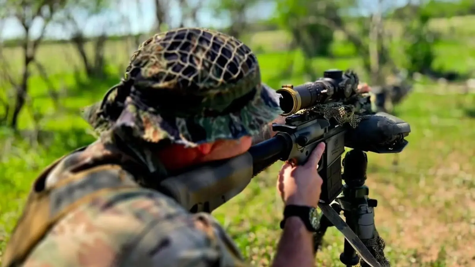 Precision rifle mounted with Tripod Table Bag for stable long-range shooting support