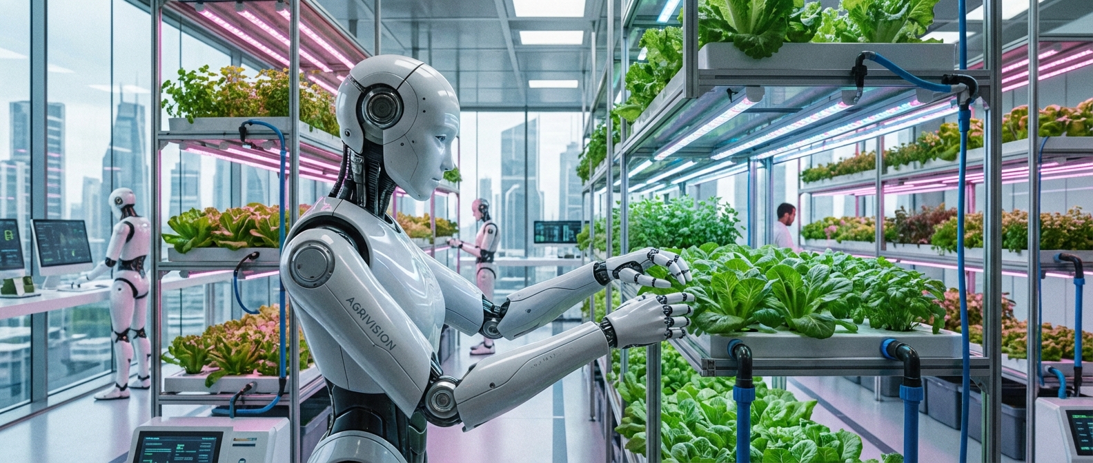 Humanoid robot performing agricultural tasks in smart farming environment