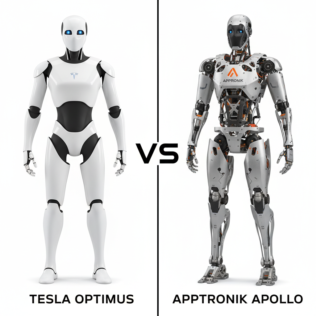 Tesla Optimus vs Apptronik Apollo: Full 2026 Comparison (Price, Specs, Deployment)