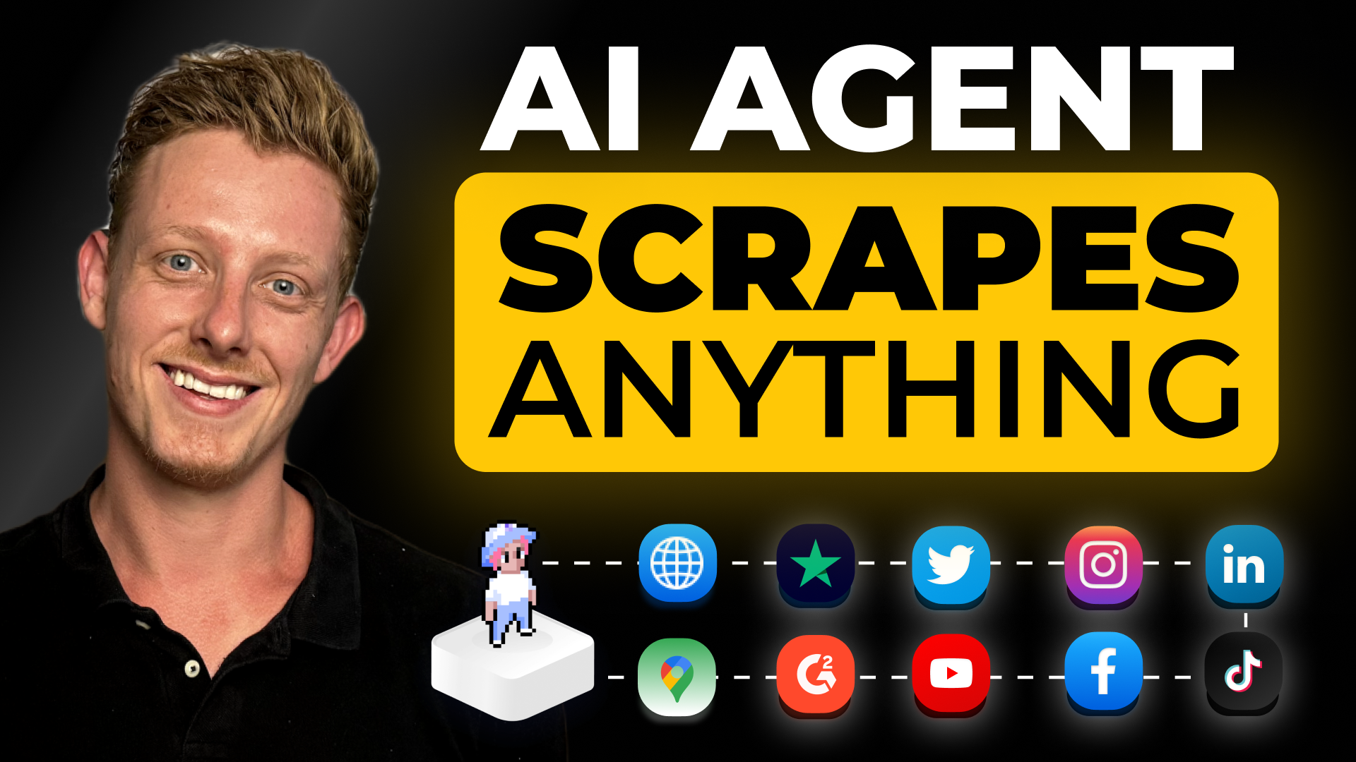 AI agent advertising scraping services with social media platform icons