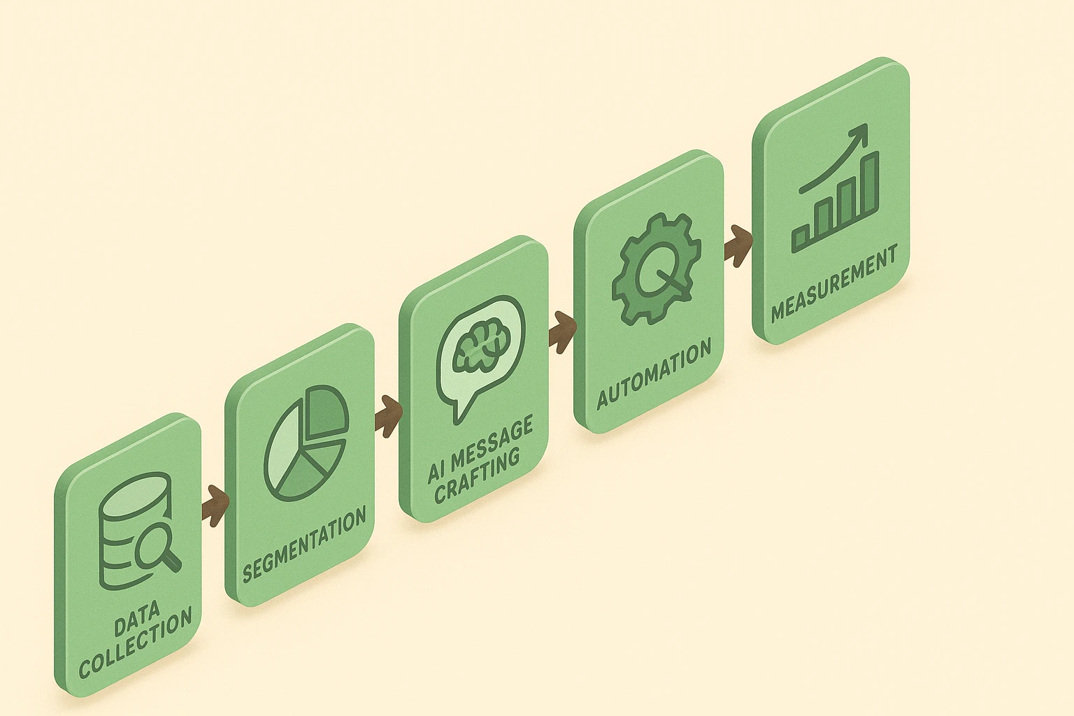 Steps in AI-driven outreach from data to metrics.