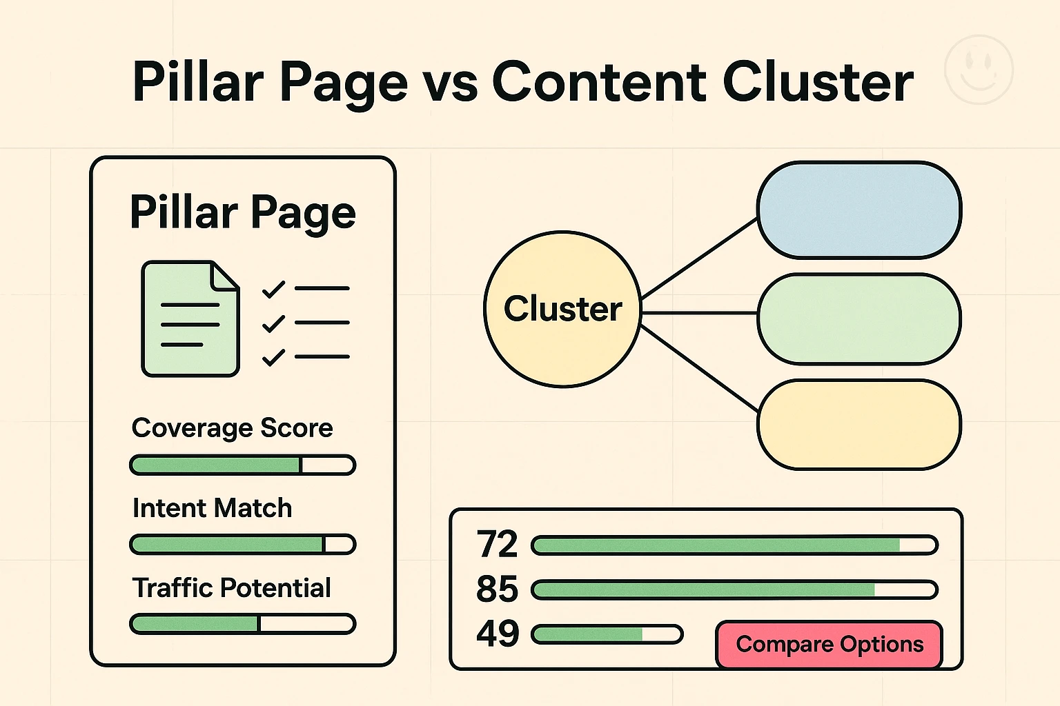 "Diagnose missing topical coverage with an AI-powered heatmap—see priority recommendations and aggregate gap scores to plan content investments."