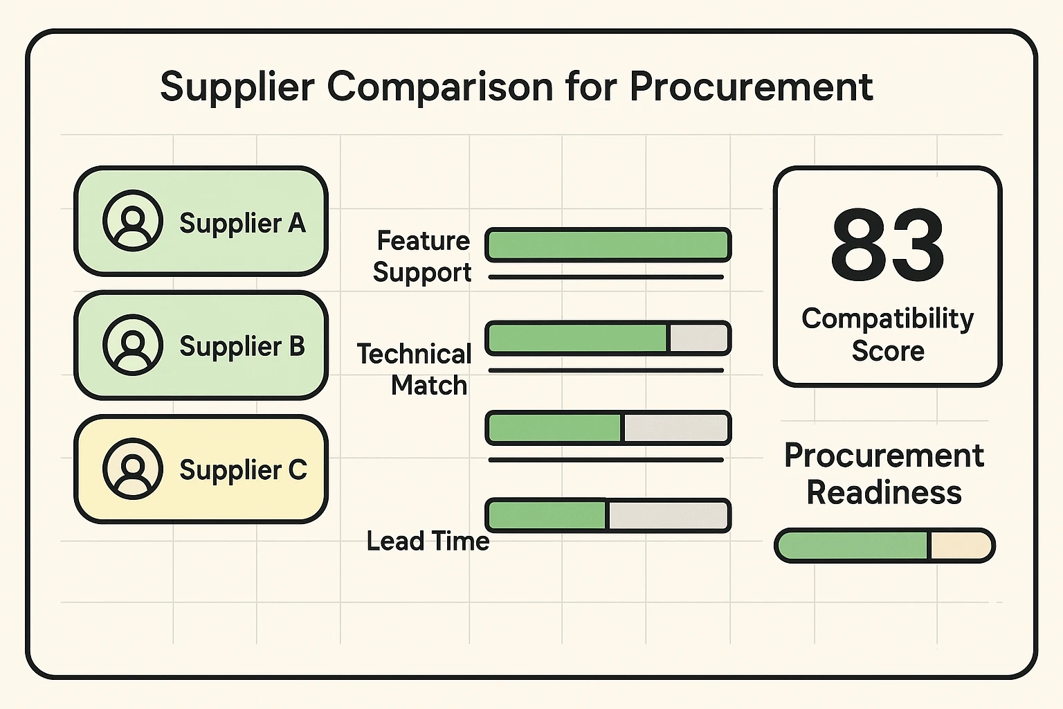 Evaluation: Supplier shortlisting and feature comparison