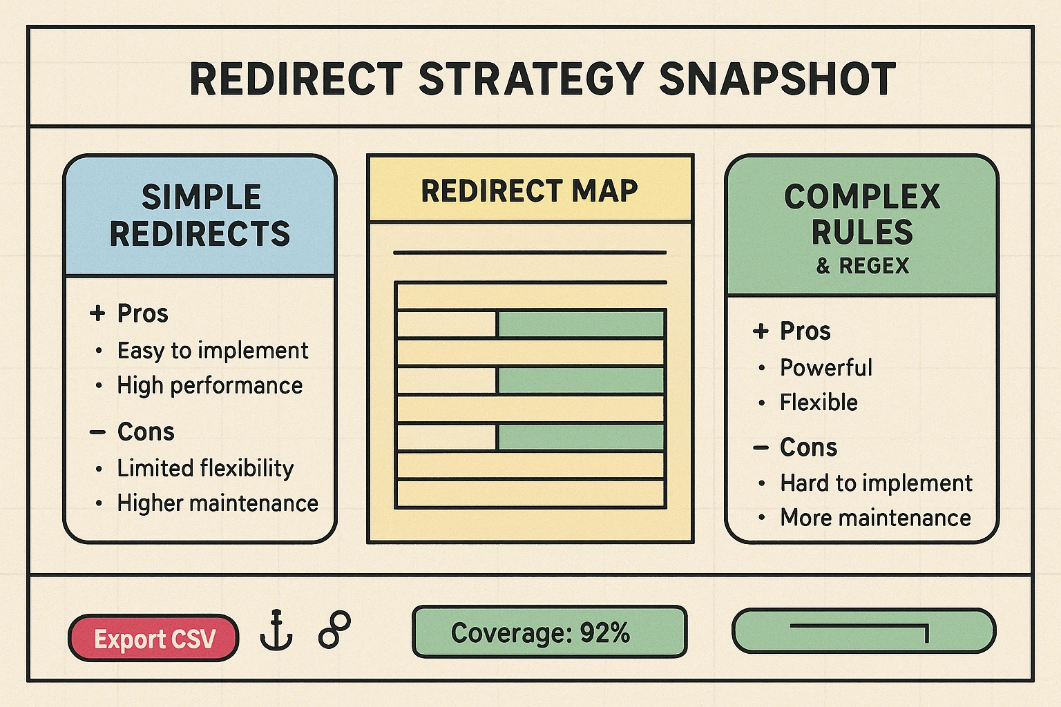 Comparison of simple vs. complex redirect strategies