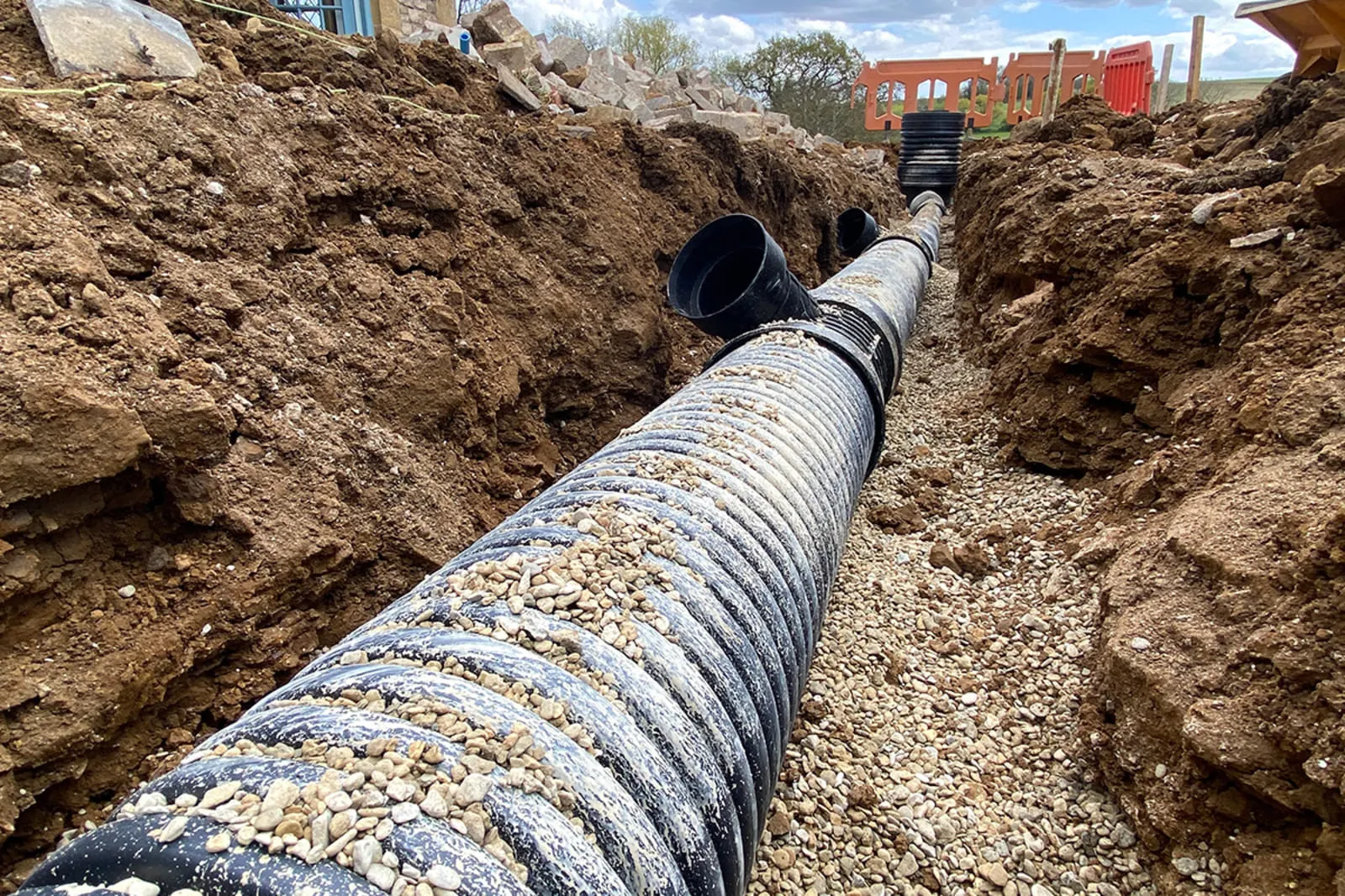 Site drainage installation as part of groundworks by MSB Group