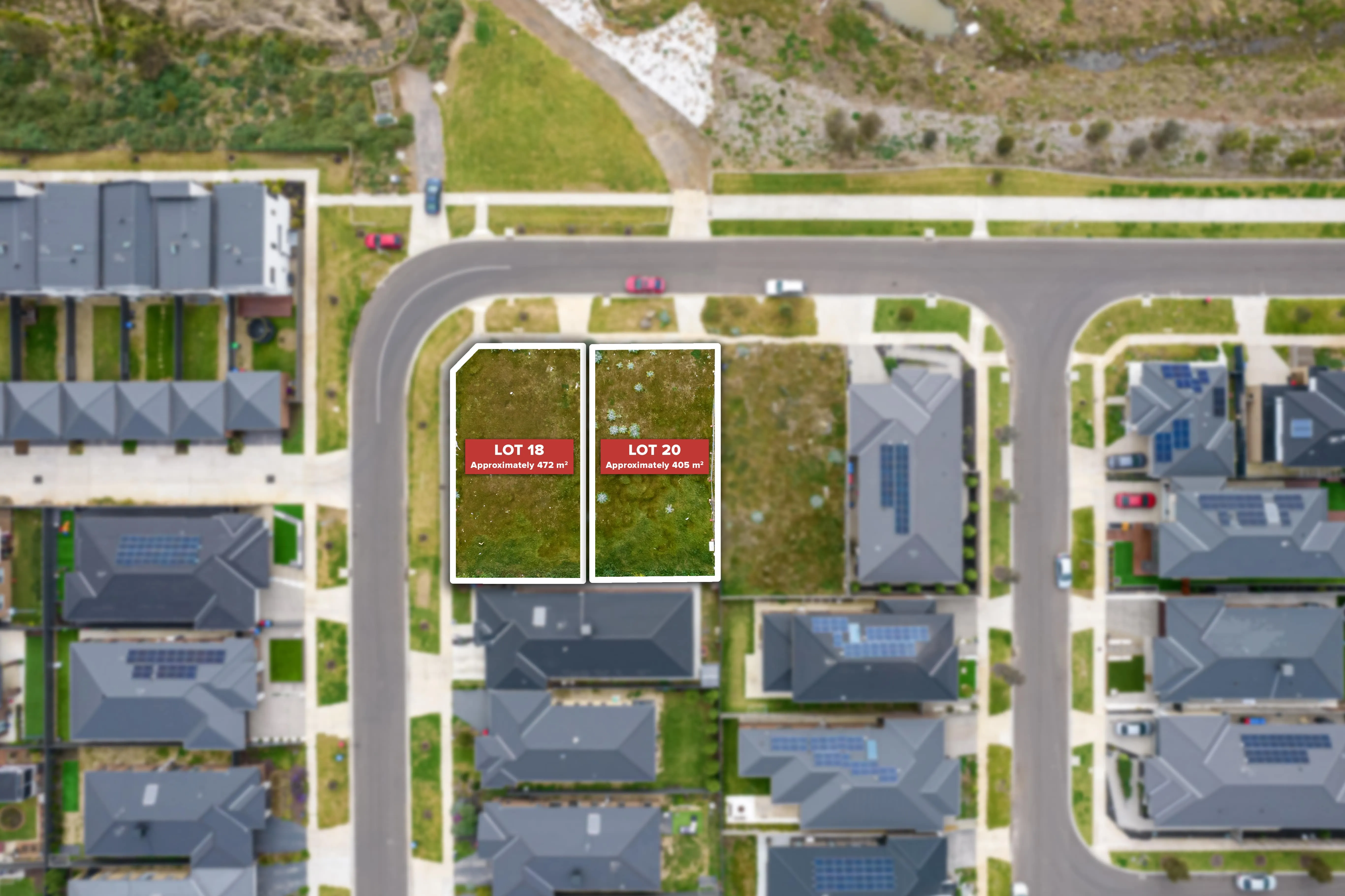 Aerial photo of a residential land subdivision
