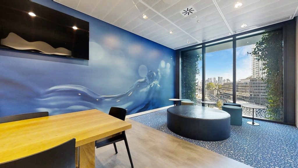 Commercial office breakout area with city views