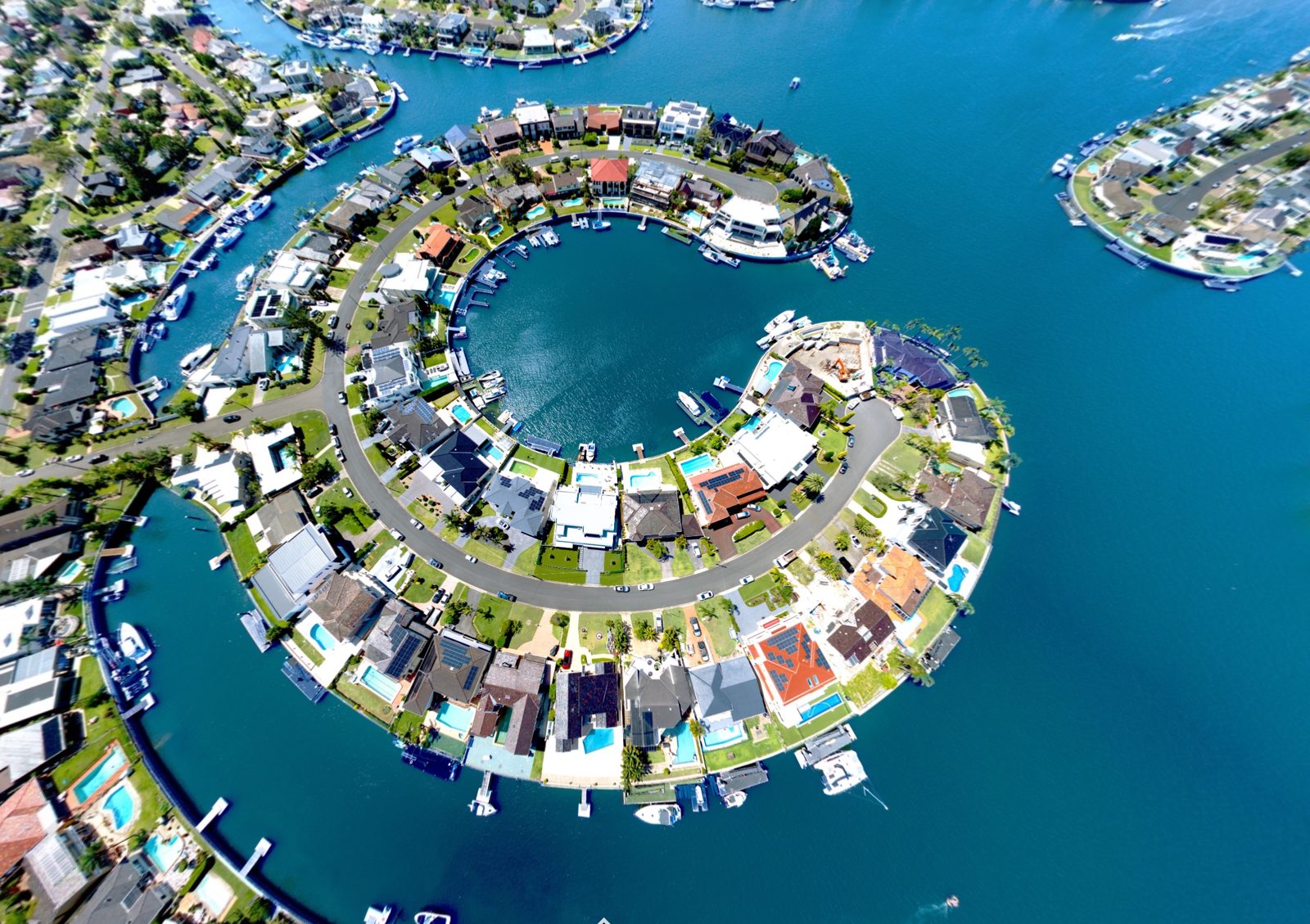 Aerial drone photo of Sylvania Waters canal homes