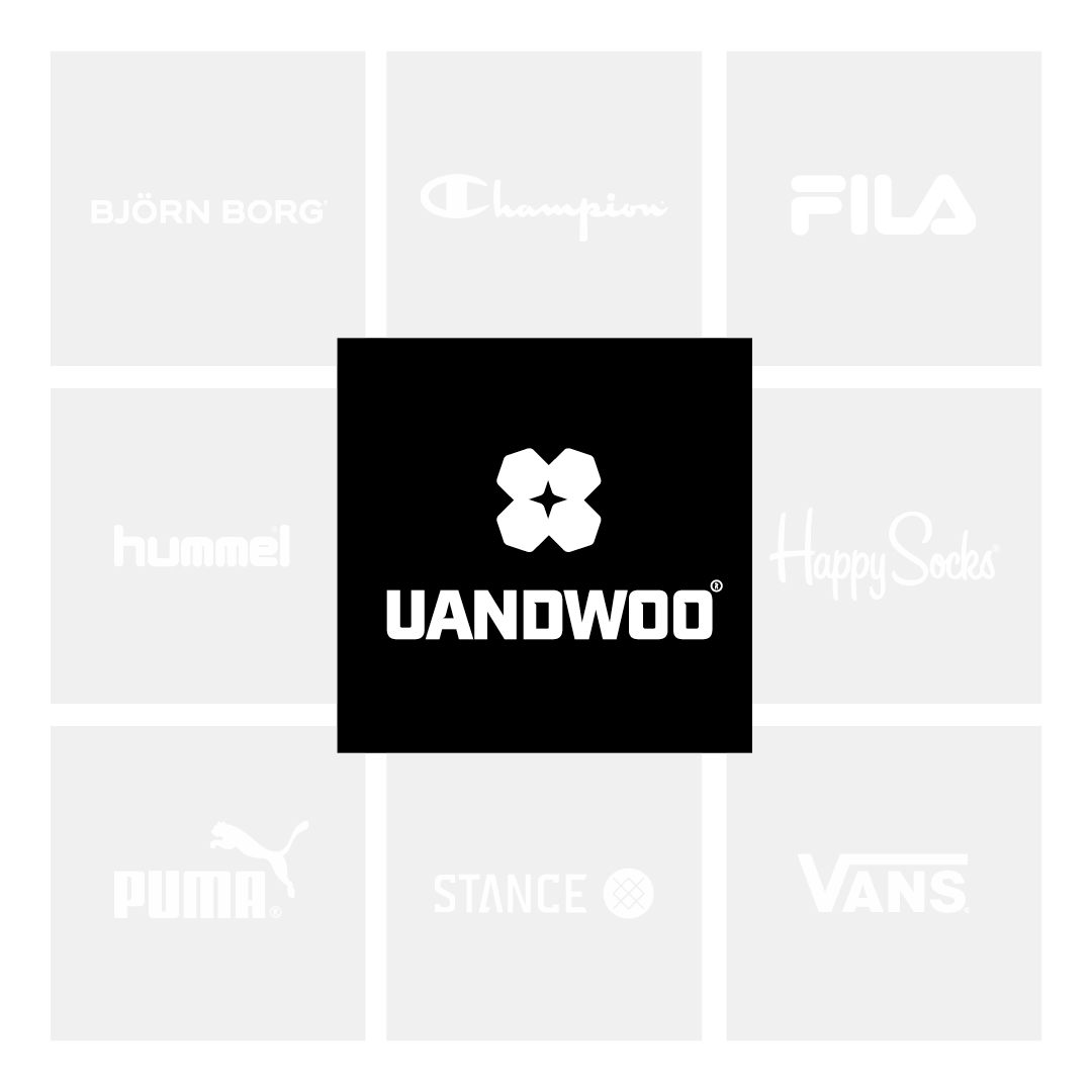 Das UANDWOO-Logo im Vergleich zu anderen Markenlogos