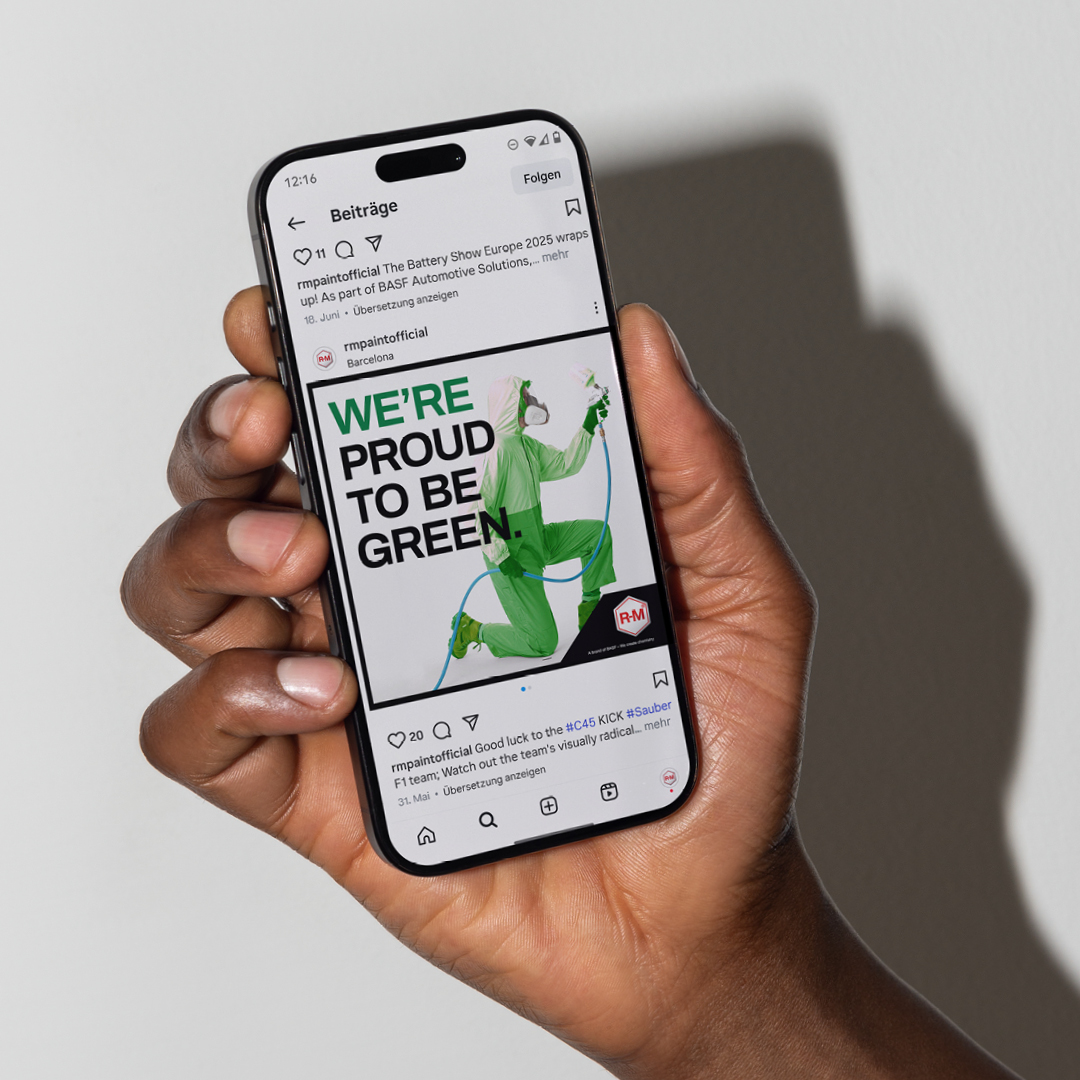 Ein R-M eSense-Social-Media-Beitrag auf einem Telefon