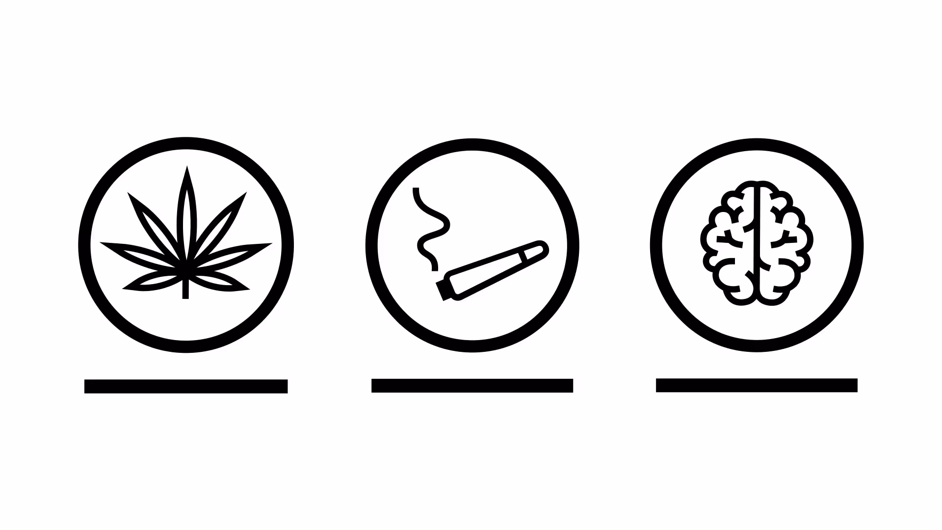 Warnsymbole zum Thema Cannabis für die DHS-Kampagne „Vorsicht im Umgang mit Cannabis“.