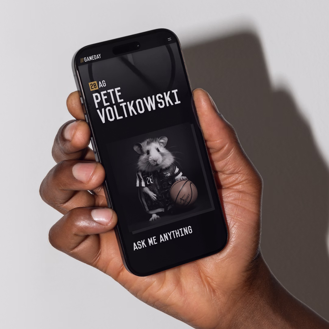 Smartphone, das die Website der Uni Baskets anzeigt