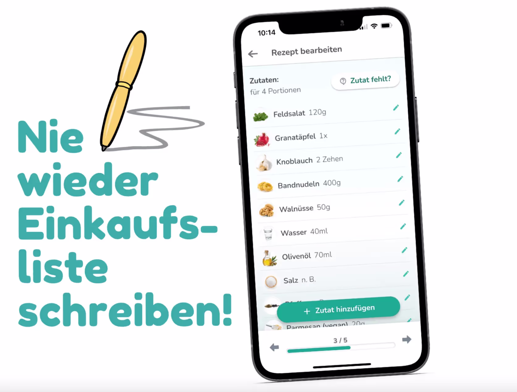 Einkaufsliste in der Choosy App