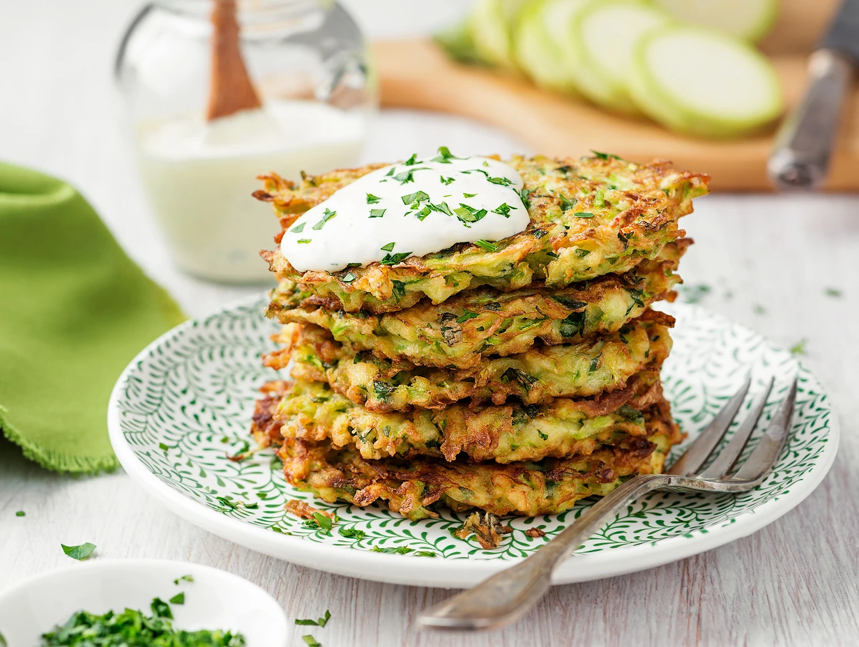 Zucchini-Puffer mit Joghurt Sauce