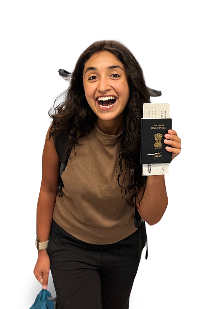 Aakanksha Monga holding passport