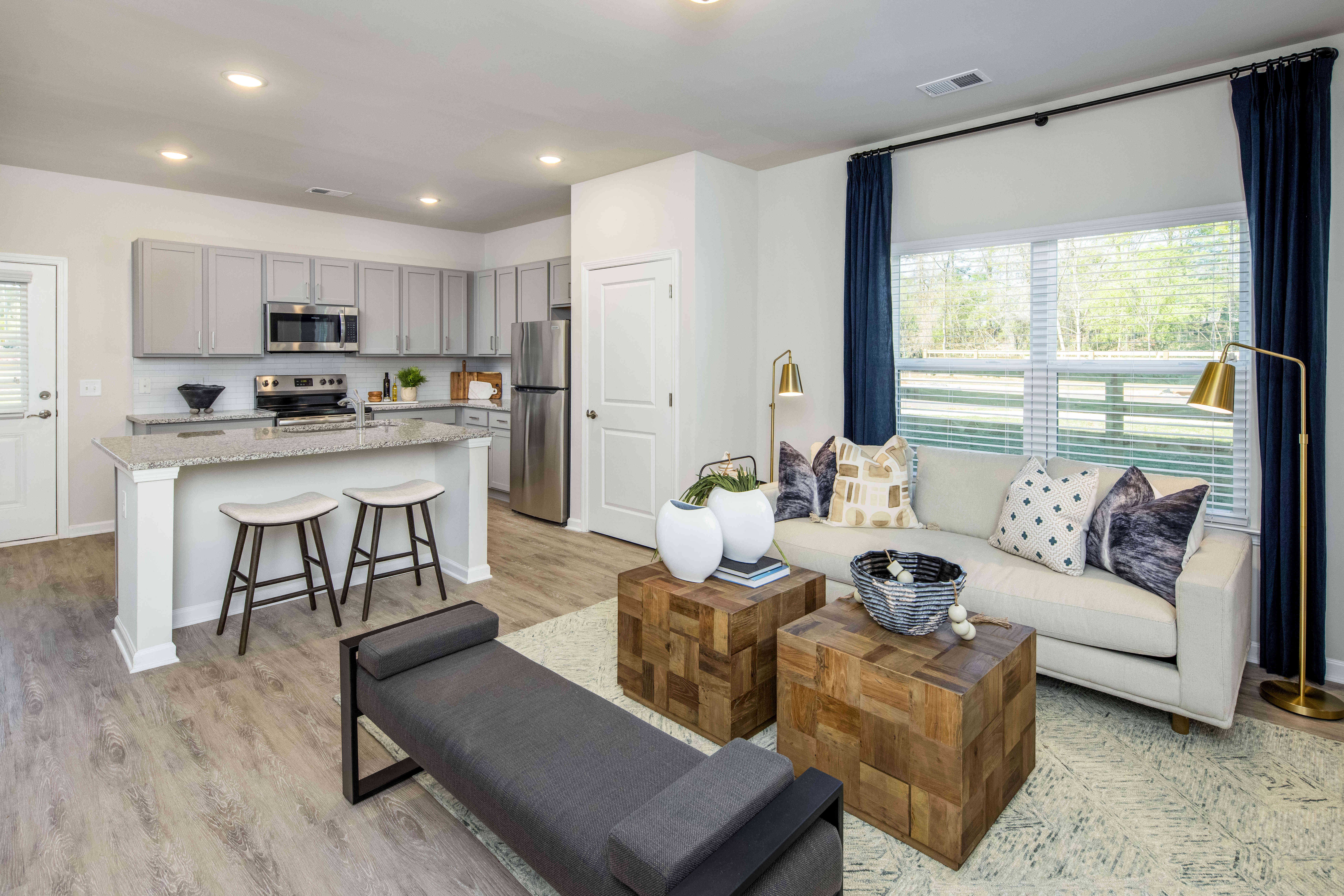 kitchen and living room