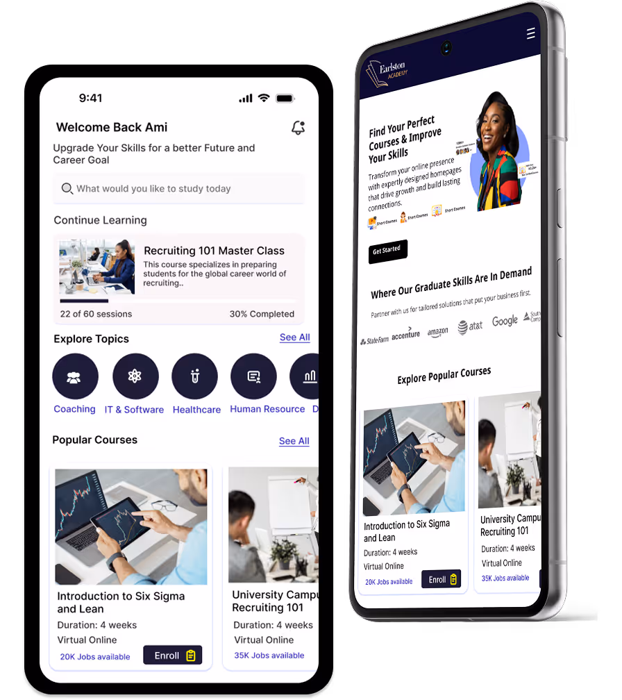 student browsing career advancement course pathways