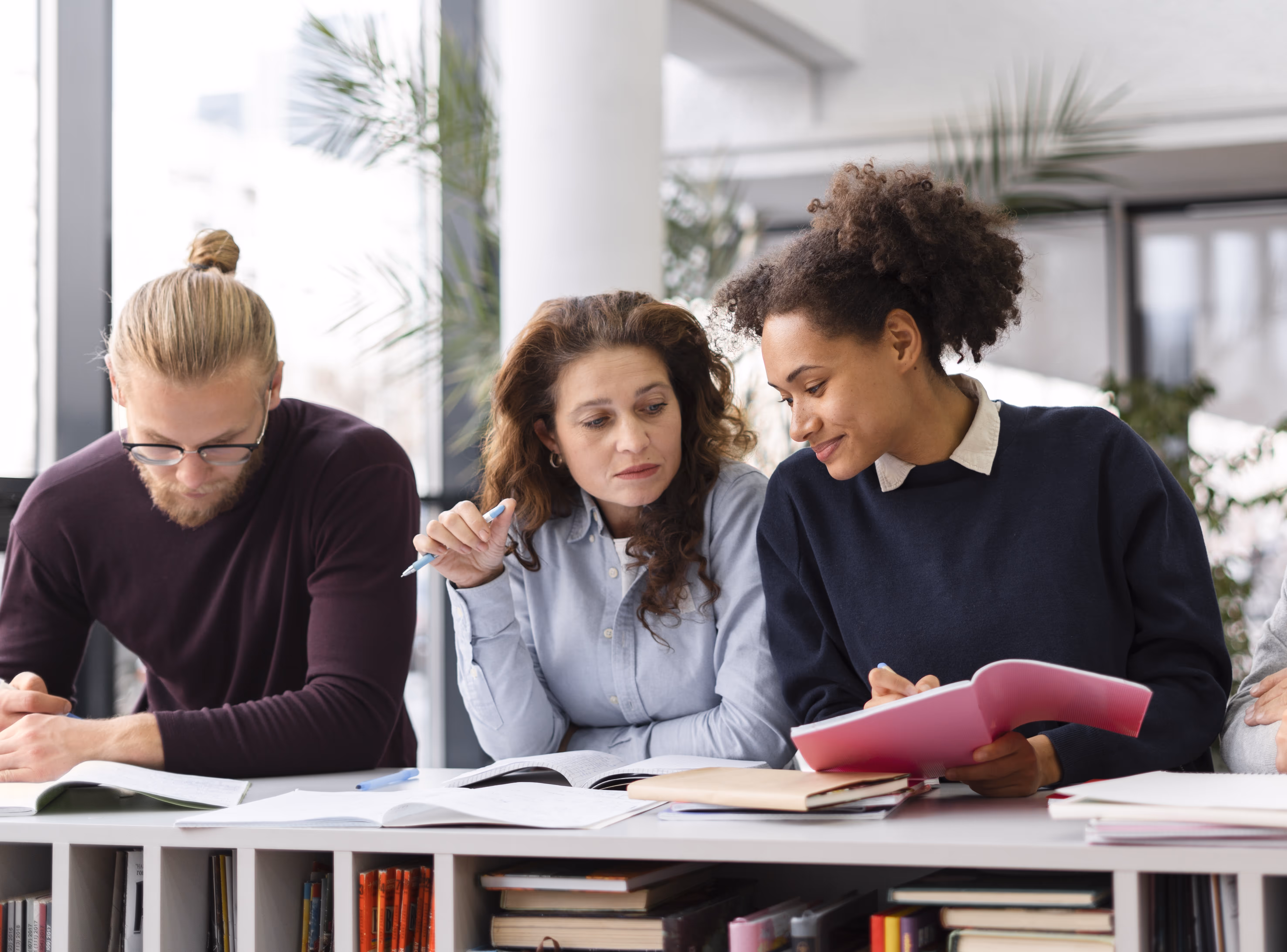 Candidate receiving guidance from staff at training and certification center
