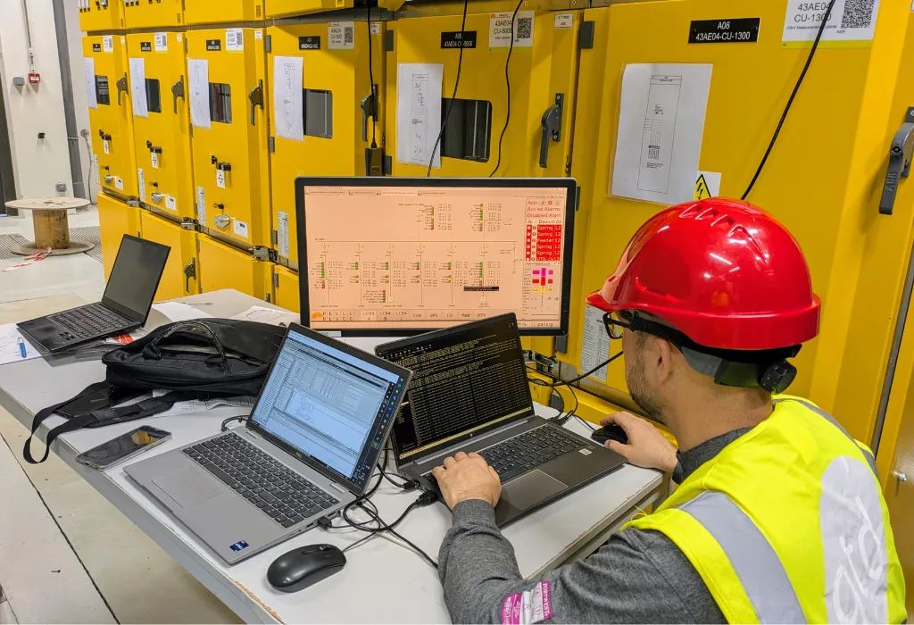 Industrial operator working in a computer