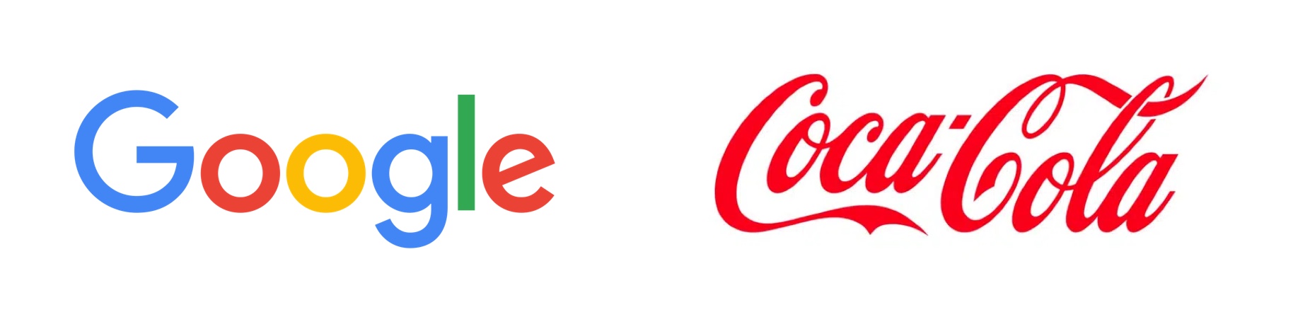 Logotype only logo design examples from Google & CocaCola.