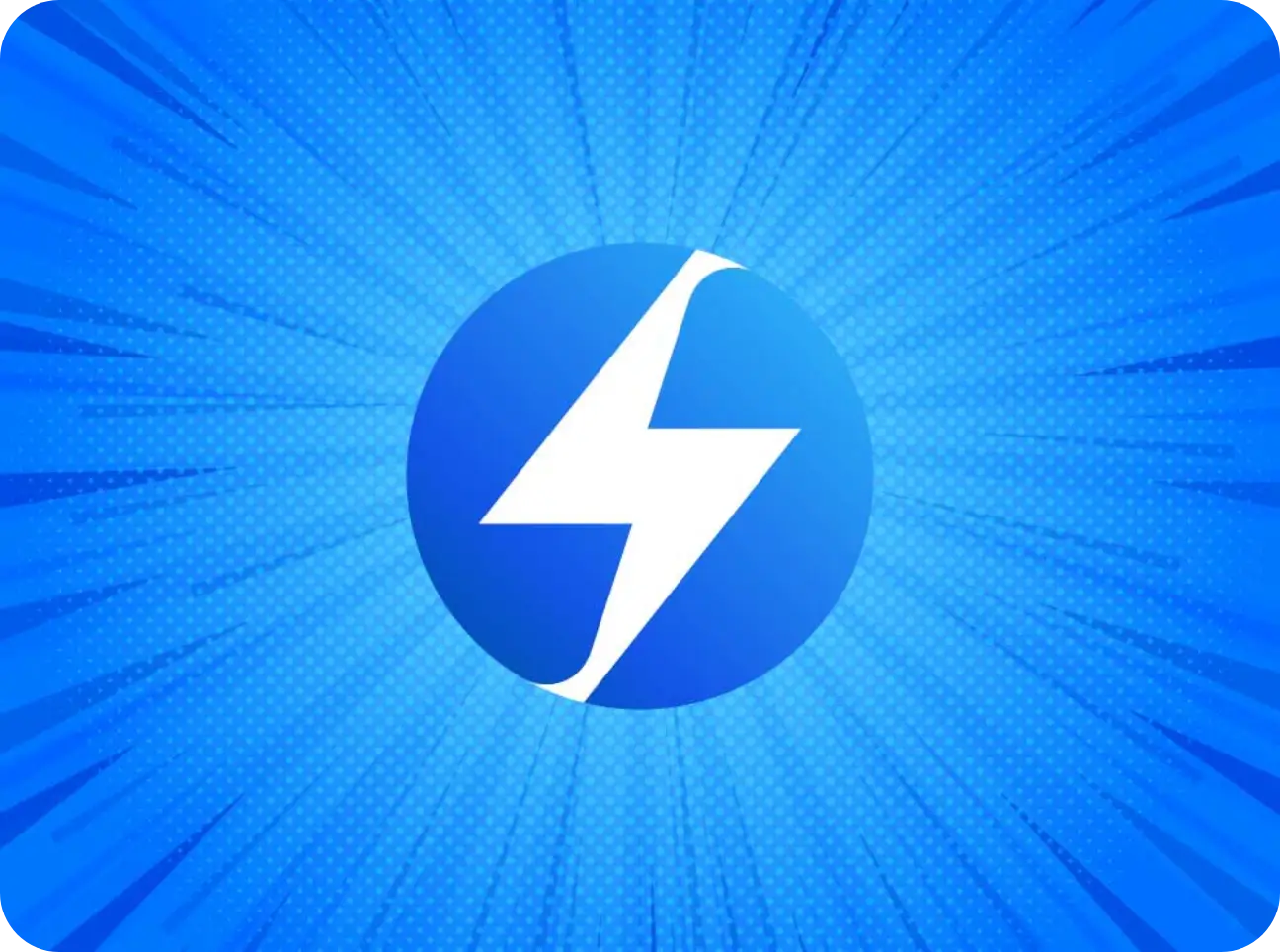 A zooming blue comic style background with a PwrTPO mark in the center.