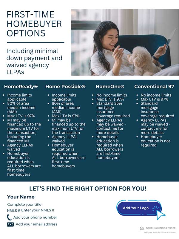 First time homebuyer options flyer image.
