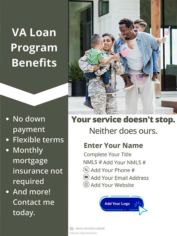 VA Loan Program Benefits flyer image.