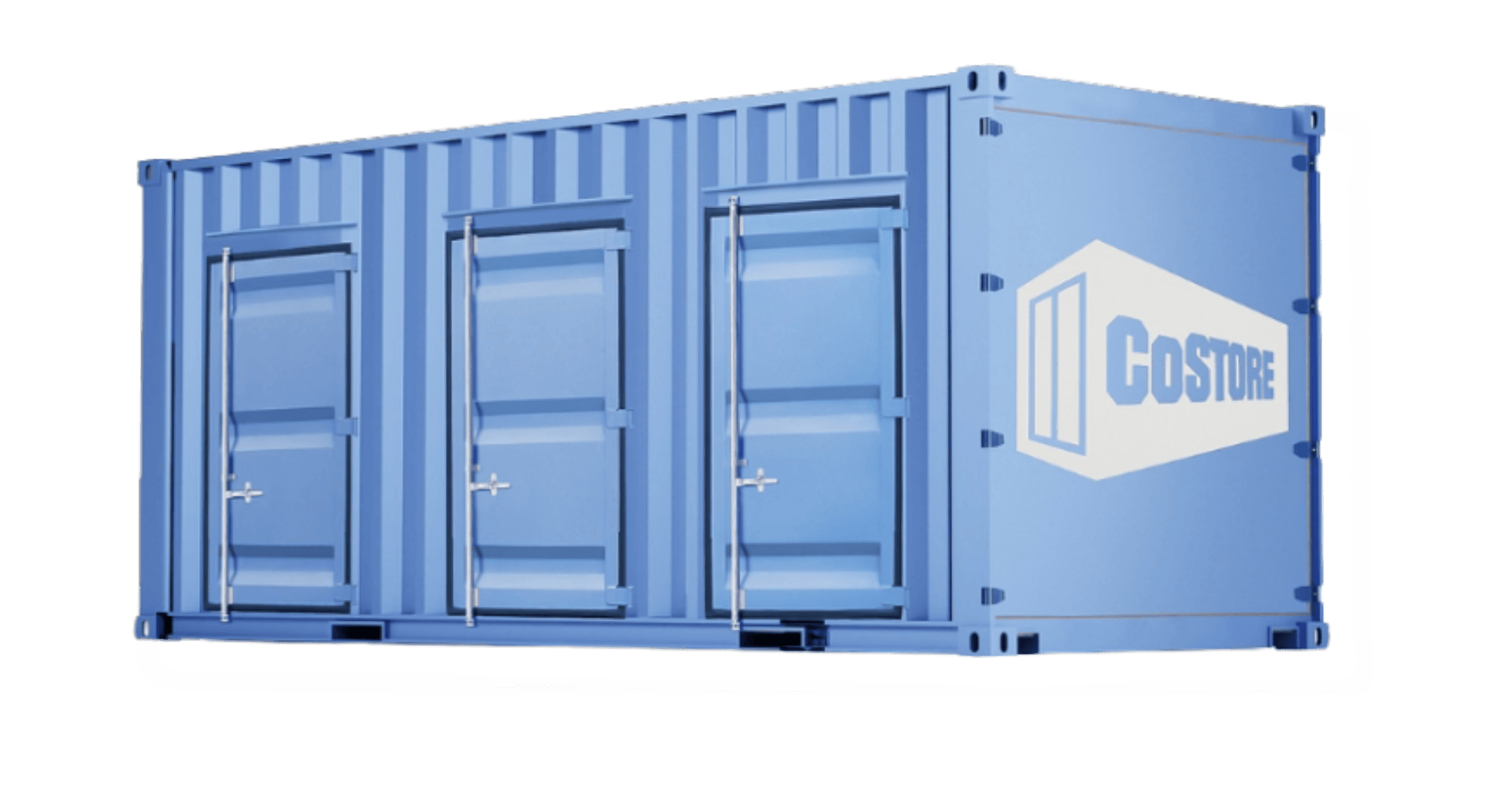 Blauer Lagercontainer für flexible private oder gewerbliche Einlagerung – robust, abschließbar und witterungsbeständig
