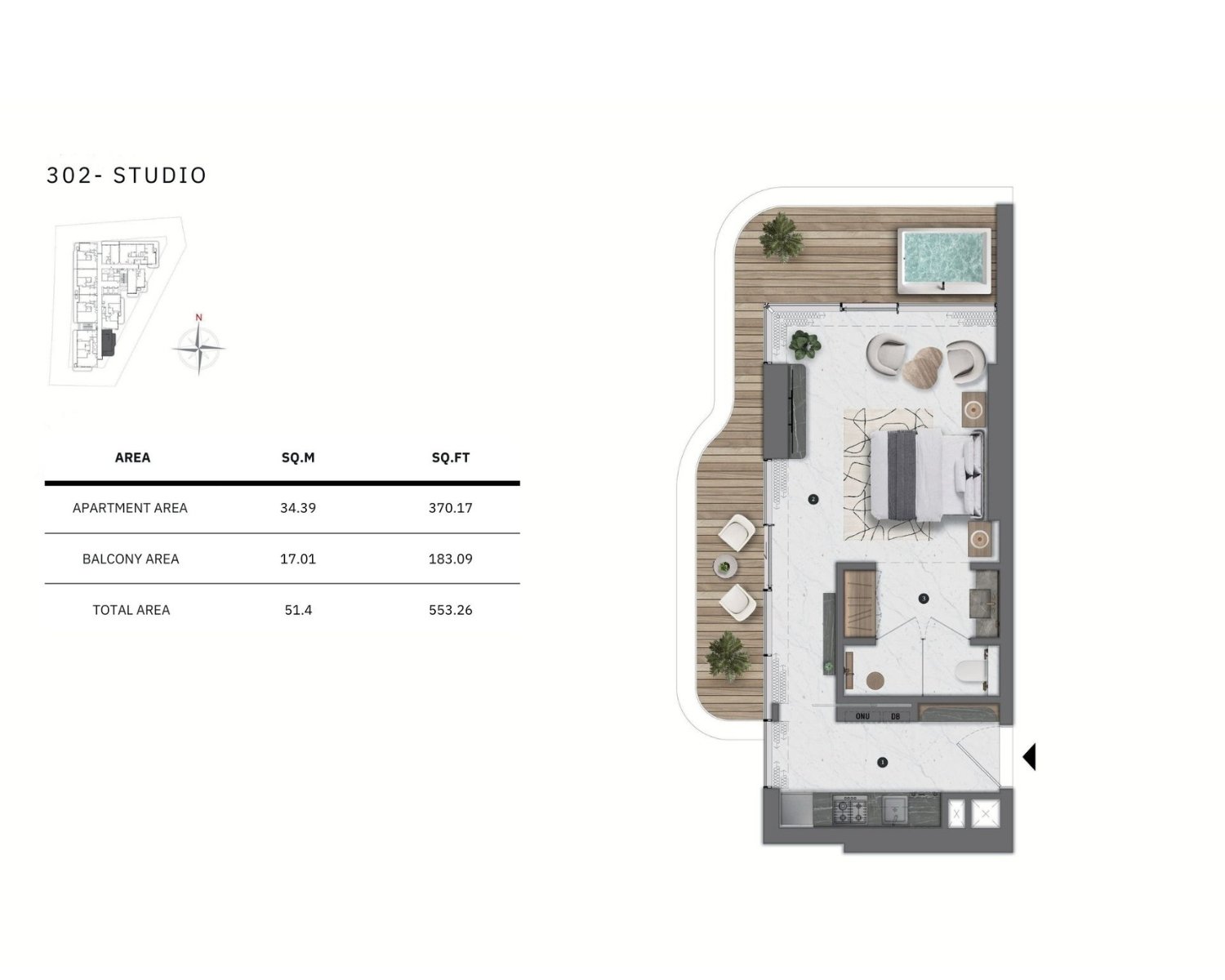 Studio floor plan - Bond Living