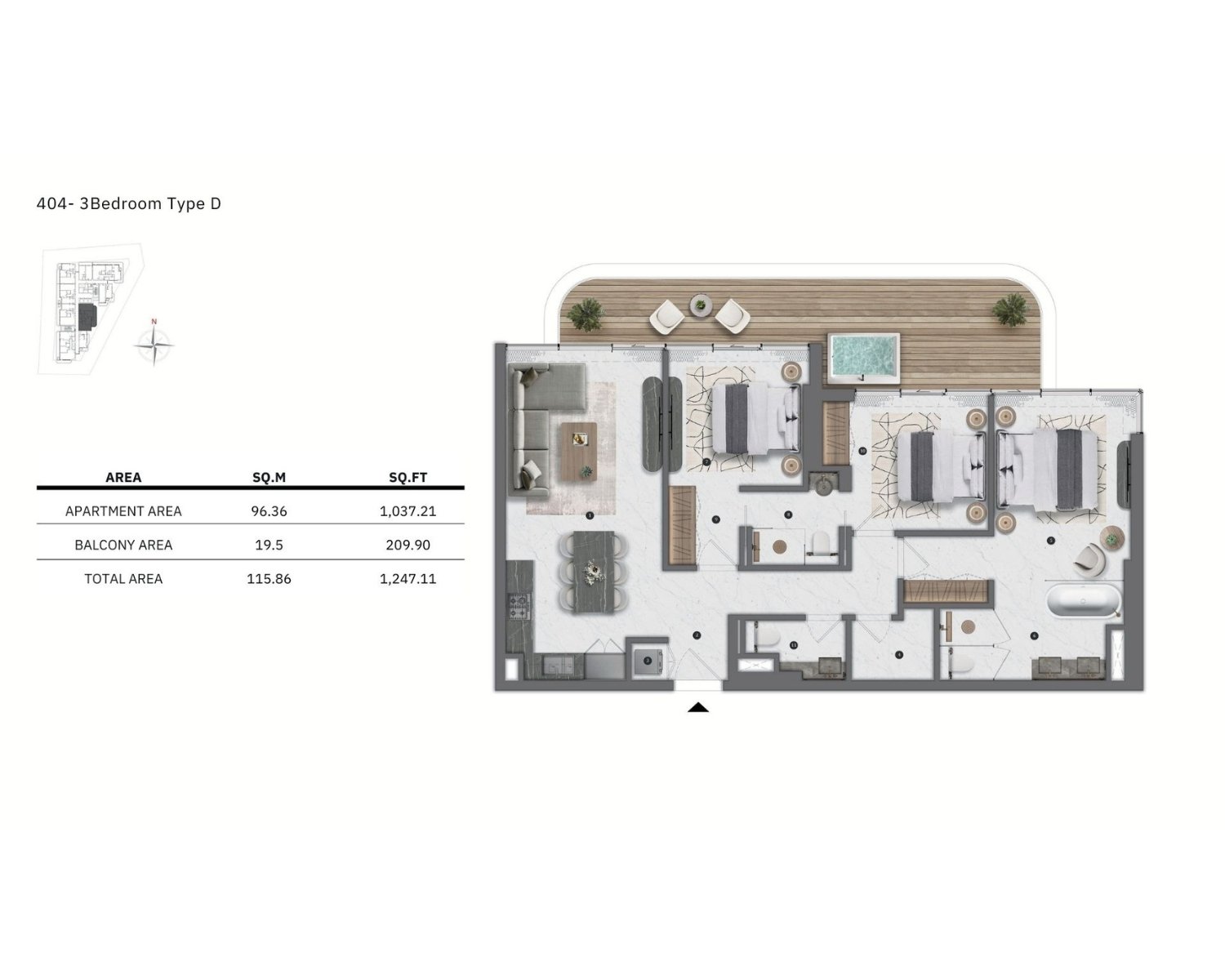 3 Bedroom floor plan - Bond Living