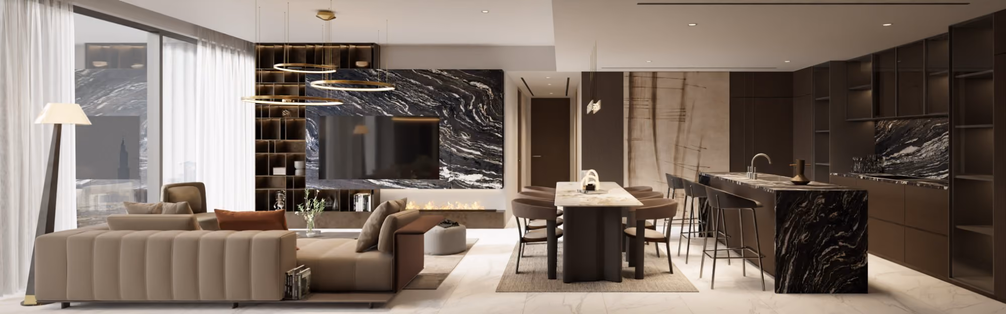 Three bedroom suite, open-plan living